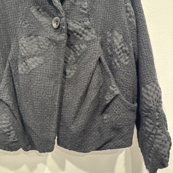 Crea Concept Textured Black One Button Jacket Women’s Size 38 Wool Blend Artsy - Picture 5 of 13